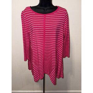 Rafaella Tunic Shirt Womens M Medium Pink Knit Top Blouse Casual Work Ladies